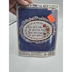 VTG 1986 The New Berlin Co. Counted Cross Stitch 4"x5" Life Love Floral